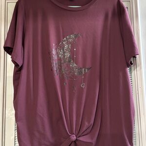SHEIN Purple Short Sleeve Tee with Moon Design